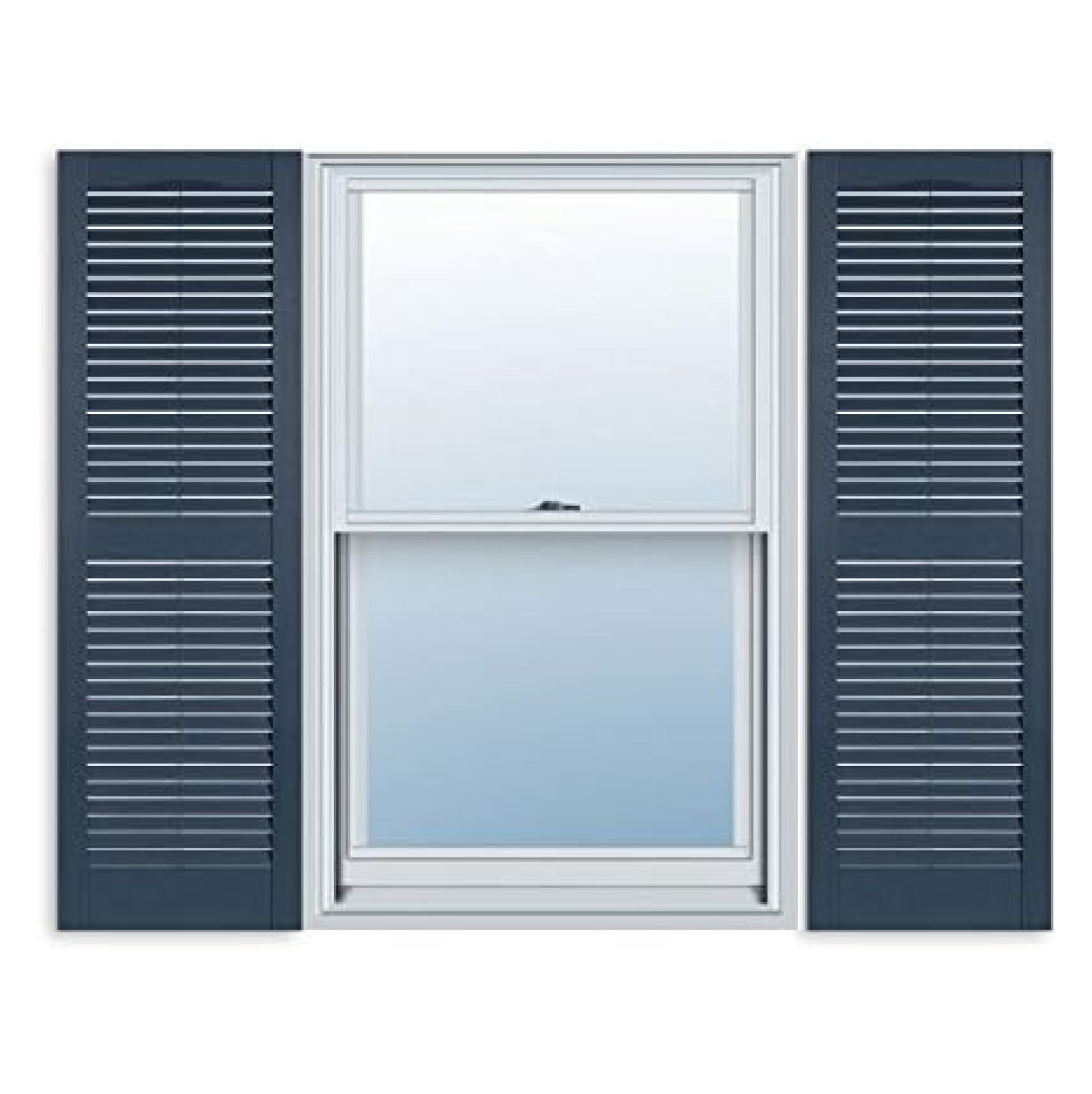15 Inch x 55 Inch Standard Louver Exterior Vinyl Window Shutters, Blue ...
