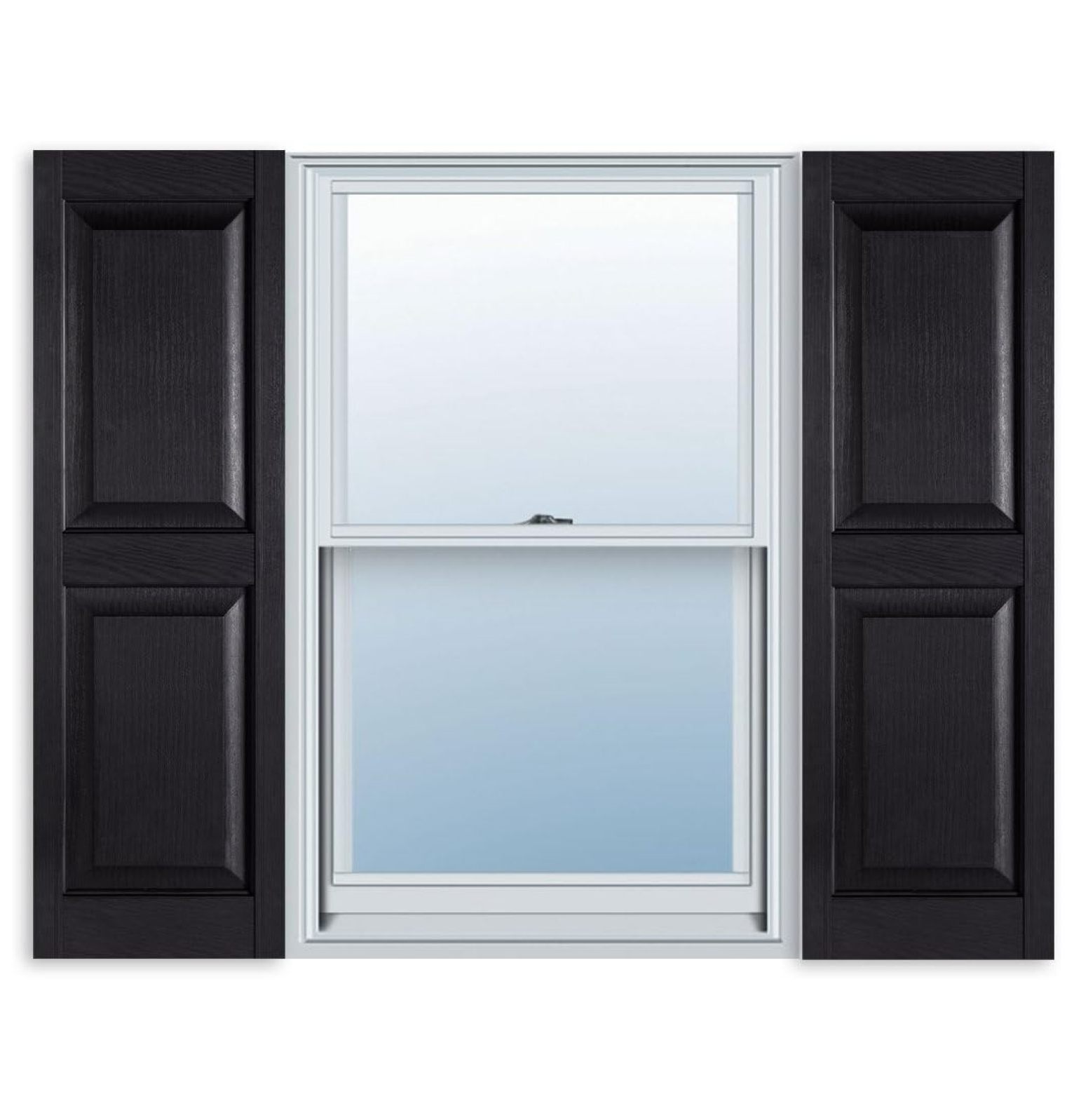 15 Inch x 59 Inch Standard Raised Panel Exterior Vinyl Shutter, Black