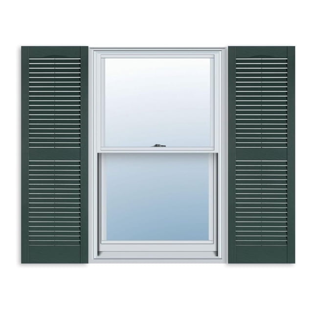 15 Inch x 63 Inch Standard Louver Exterior Vinyl Window Shutters, Green ...
