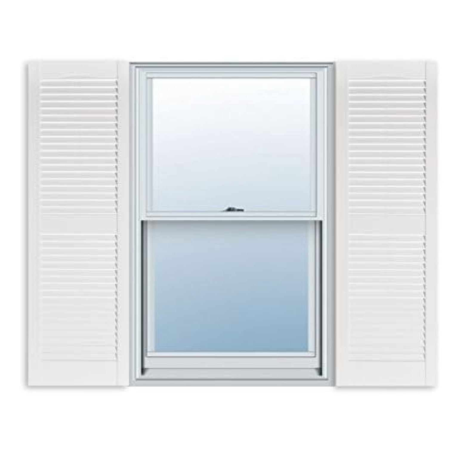 15 Inch x 71 Inch Standard Louver Exterior Vinyl Window Shutters, White ...