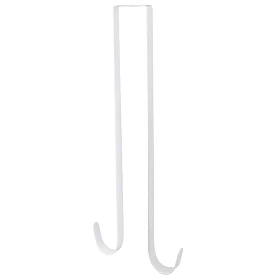 15 Inches Double Side Wreath Hanger Over The Door - Large Wreath Metal Hook for Christmas Wreath Front Door Hanger - Holds 2 Wreaths with This 2 Sided Hanger - Premium Sturdy Metal (White)