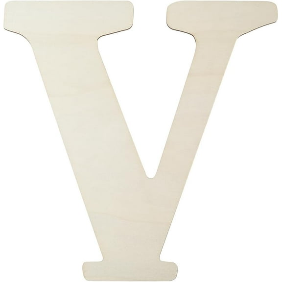 15 Inches Large Letter V Wooden Unfinished Wood Sign Big Wood Alphabet Shapes Letters Thick 4mm Paintable Cut Outs Decorative MDF Board