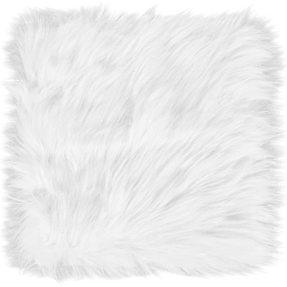 15 Inches Mini Square Faux Fur Rug Small Fluffy Area Rug Cushion for Living Room Sofa Bedroom Floor Soft Square Chair Cover Seat Pad Nail Mat for Photographing Background of Jewelry