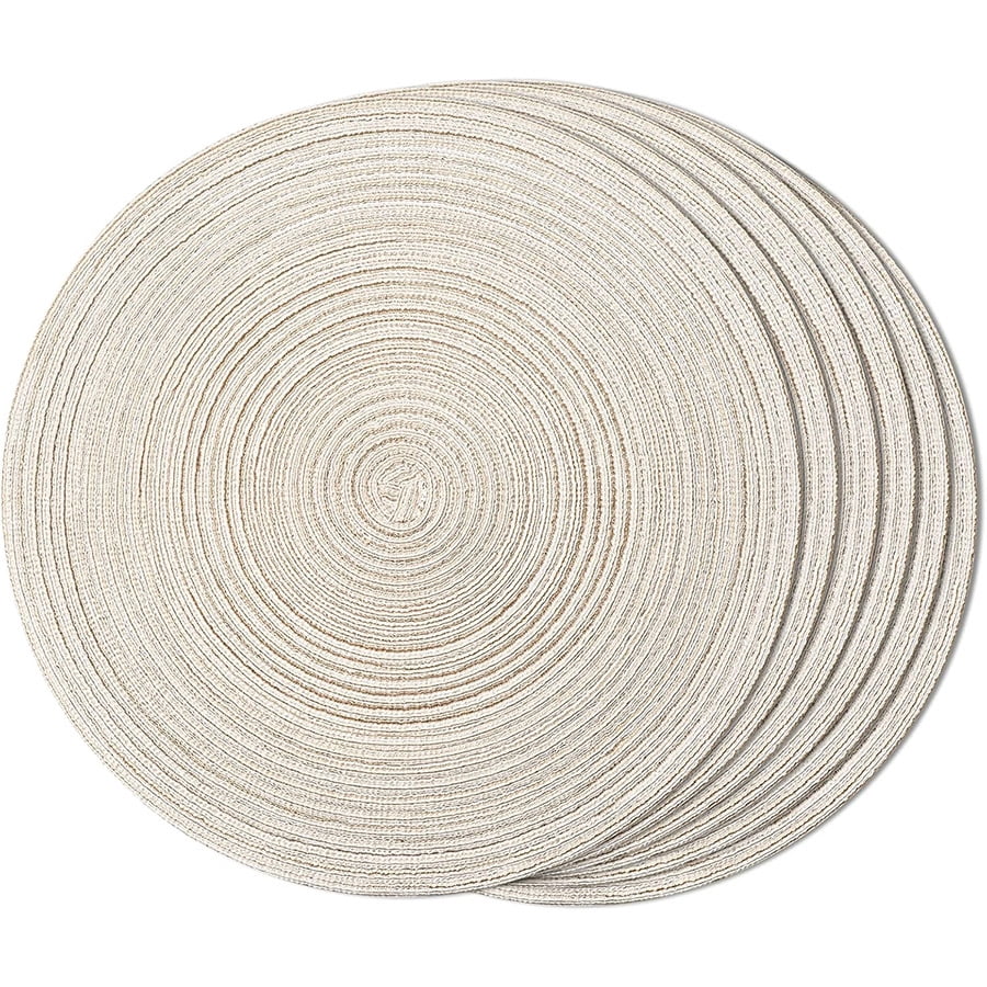 15 Inches Round Braided Placemats Set of 6, Boho Woven Heat Resistant ...
