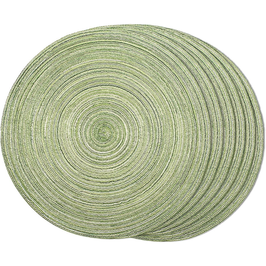 15 Inches Round Braided Placemats Set of 6, Boho Woven Heat Resistant ...