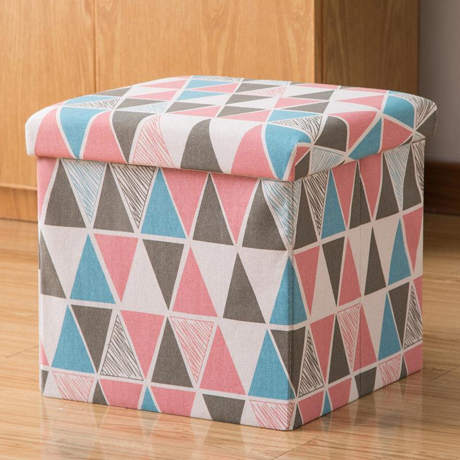 15 Inches Storage Ottoman, Foldable Storage Boxes Footrest Step Stool