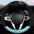thumbnail image 1 of 15 Inches Universal Round Car Steering Wheel Cover, Cute Cat Soft Breathable Non-Slip Steering Wheel Protector Wrap for Women, Blue, 1 of 7