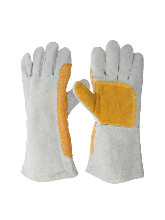 15 Inches Welding Gloves, Heat Resistance Blacksmith Gloves, Long Welder Gloves for Wood Stove and Pruning Flowers