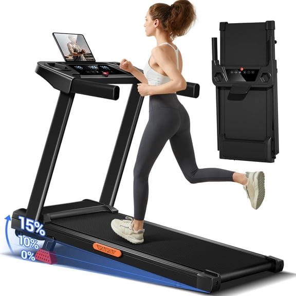 15% Incline Treadmill with Handle, 3-in-1 Portable Treadmills for Home and Office, Foldable Treadmills with 220 Lbs Weight Capacity