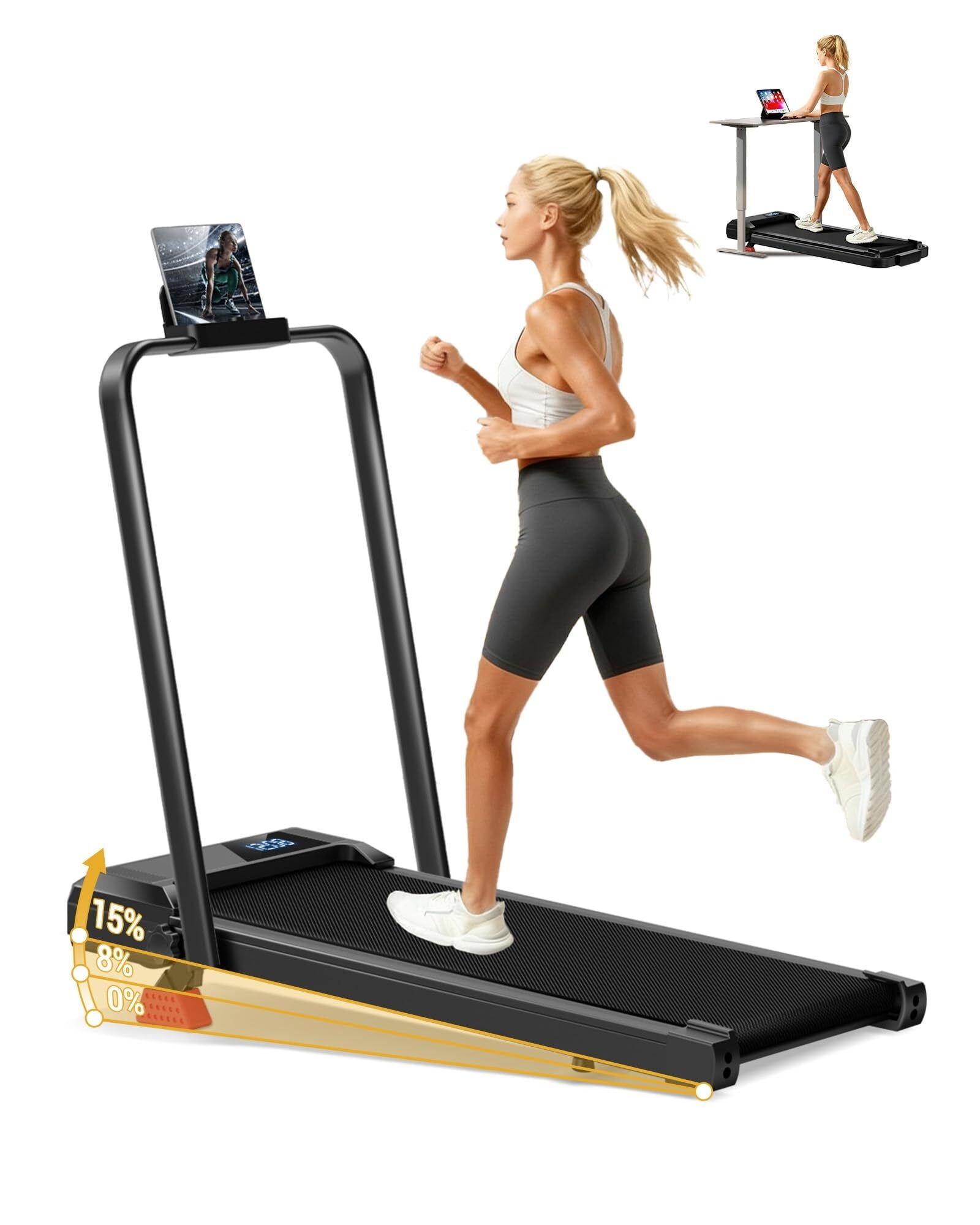 Walking Pad With Incline, Under Desk Portable Foldable Treadmill For Home Office, Walking Pad 4 1 Walking Running 2 5hp Compact Small Treadmill Remote Contro