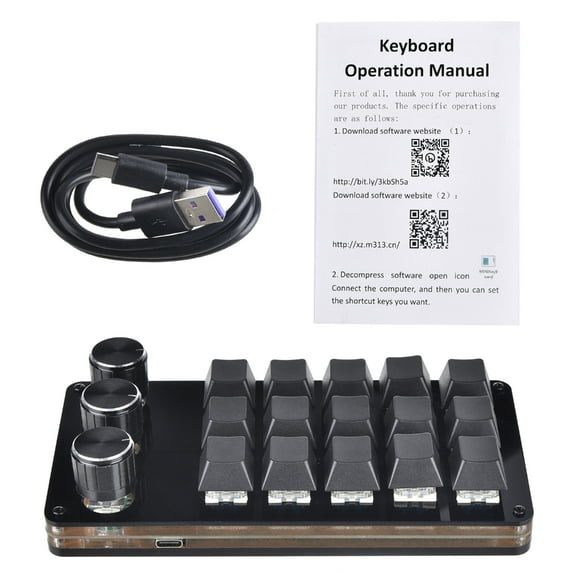 15 Keys USB Keypad Programming Pad with 3 Knobs Mechanical Gaming Keyboard Handed Keyboard