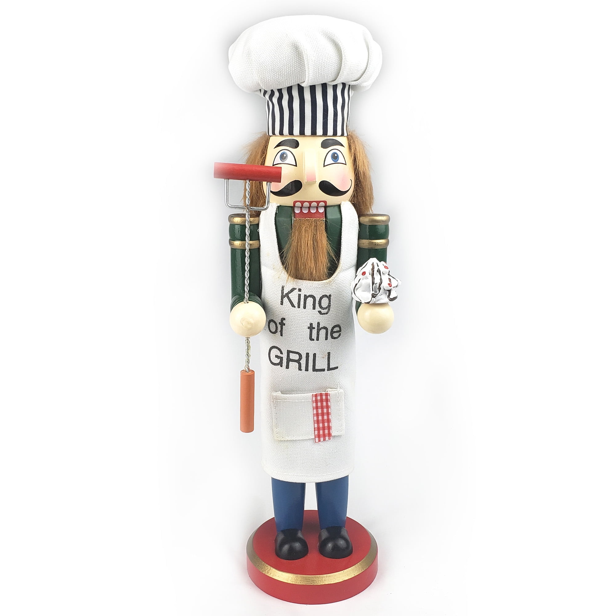 15" King of the Grill Christmas Nutcracker Decoration Hand painted wood complete with chef hat