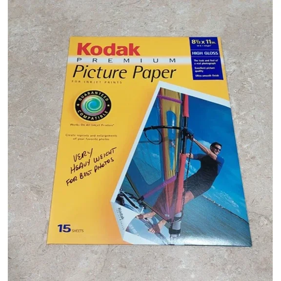 15 Kodak Premium High Gloss 8.5 X 11 Picture Photo Paper For Ink Jet Prints
