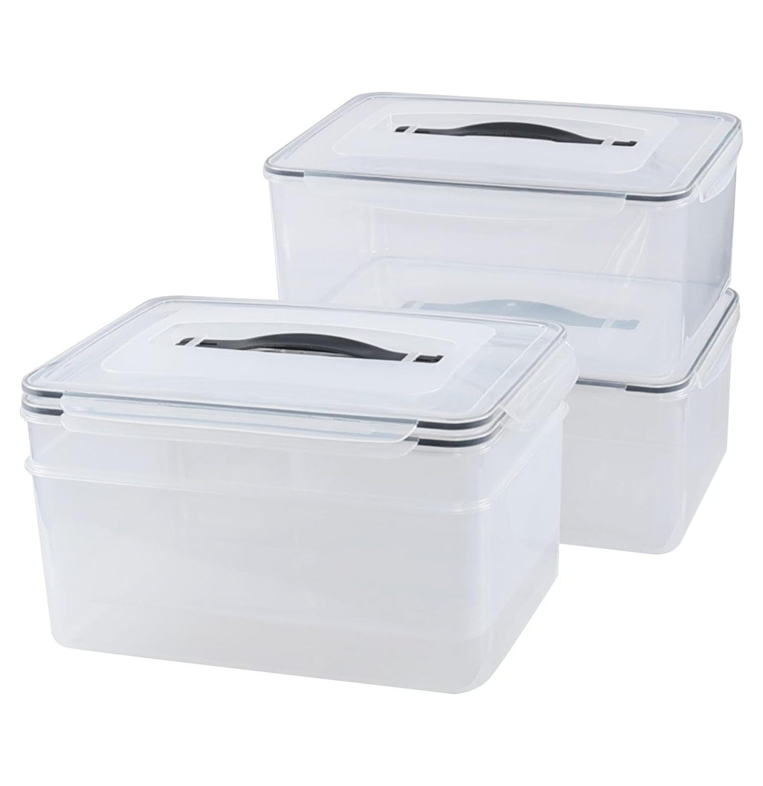 15 L Clear Airtight Rectangular Storage Container for Food, Set of 4 Plastic Clear Food Storage Container with Lid and Handle