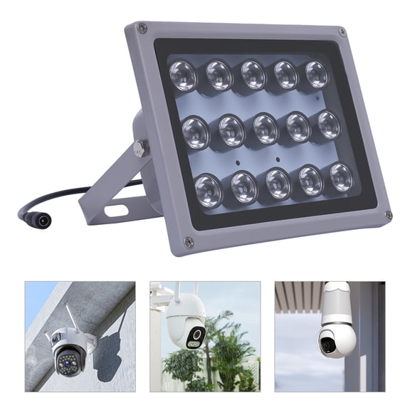 15 LED Infrared IR Illuminator Lamp Night Vision Floodlight Silver Gray 7.1*4.5*5.5inch For CCTV 12V
