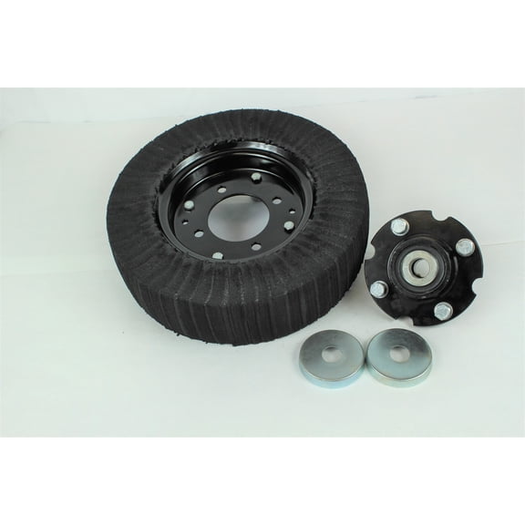 15" Laminated TIRE and HUB FITS 1" AXLE - Heavy Duty CAST Iron HUB - BUSHINGS / Tapered Bearings - Weed Covers