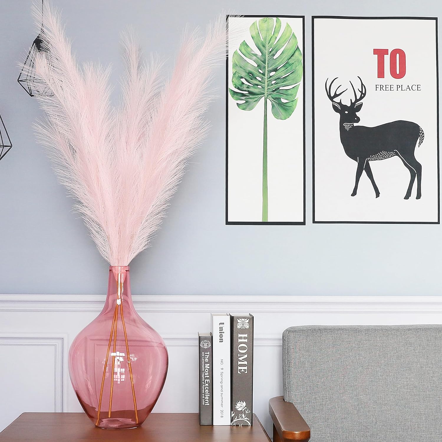 15" Large Glass Floor Vase, Tall Big Glass Vases, Modern Vase for