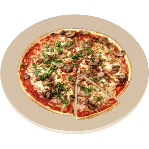 15" Large Round Pizza Stone for Baking, BBQ & Outdoor Cooking, Cordierite Baking Stone with Sturdy Handles