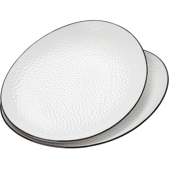 15" Large Serving Platter - Oval Large Serving Tray, Ceramic Serving Dish, White Platters for Serving , Appetizers, Entertaining, Party, Set of 2