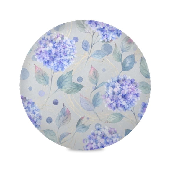 15" Lavender Hydrangea Printed Round Placemats Set of 1 Heat Resistant Table Mat for Kitchen for Party Deco