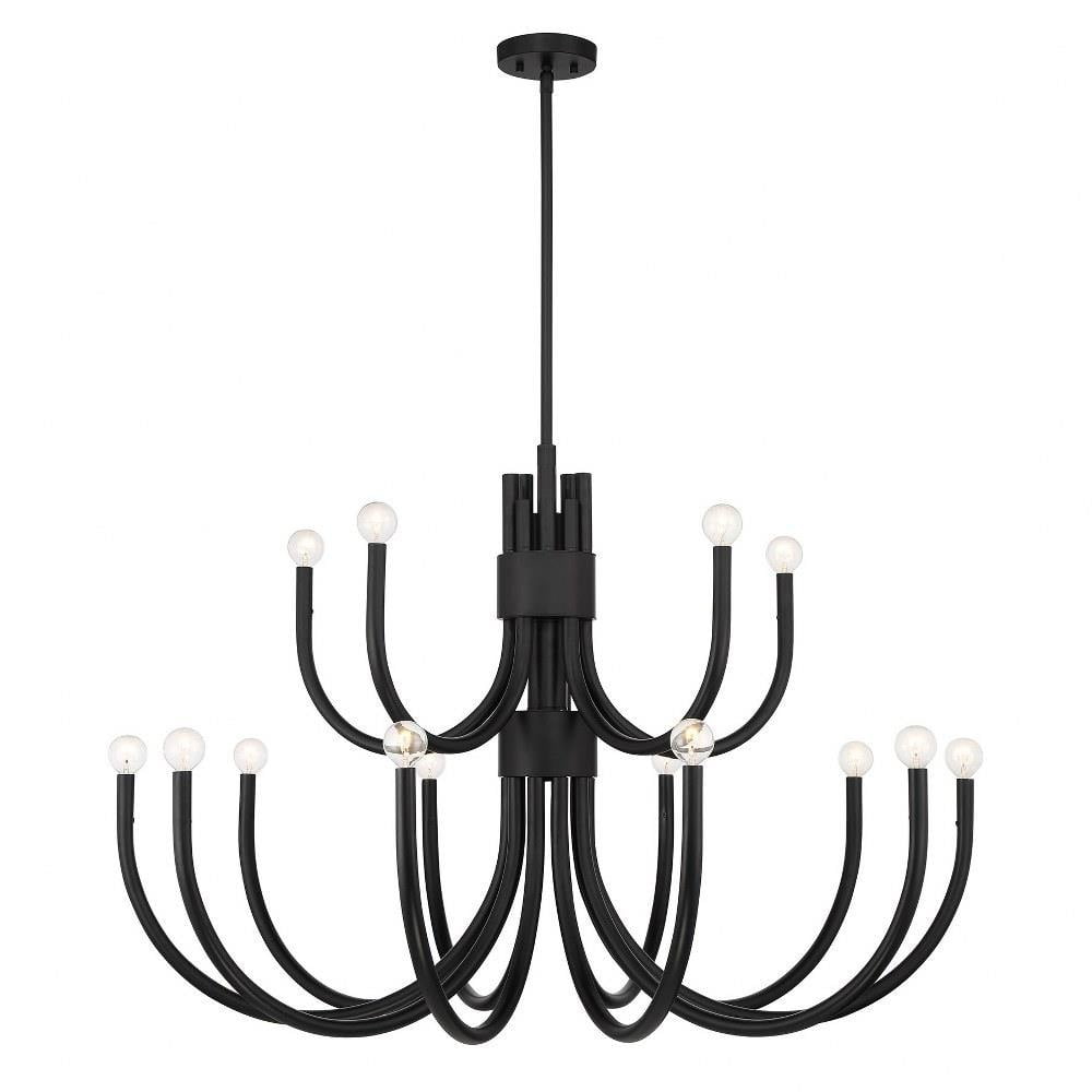 Sorrento Matte Black 15-Light Metal Chandelier