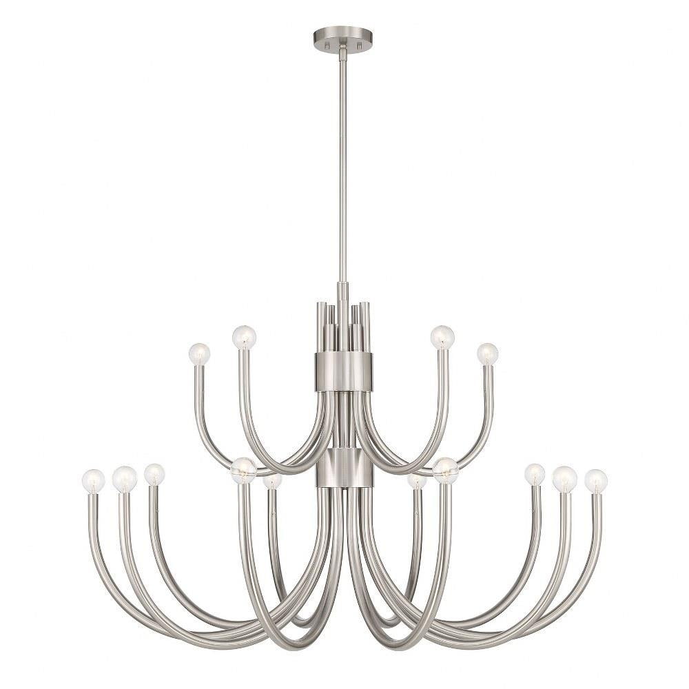 Sorrento 42" Satin Nickel 15-Light Metal Chandelier