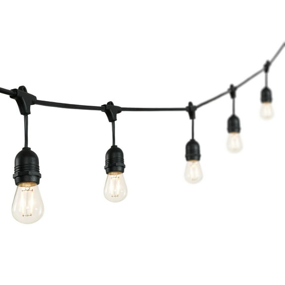 JONATHAN Y 15-Light Indoor/Outdoor 48 ft. Rustic Industrial LED S14 Edison Bulb String Lights, Black