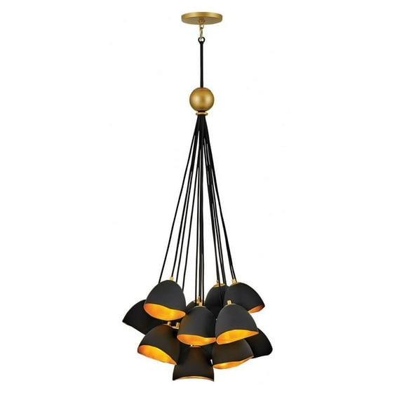 15 Light Large Chandelier in Modern-Glam Style 26 inches Wide By 45 inches High-Shell Black Finish Bailey Street Home 81-Bel-3335745