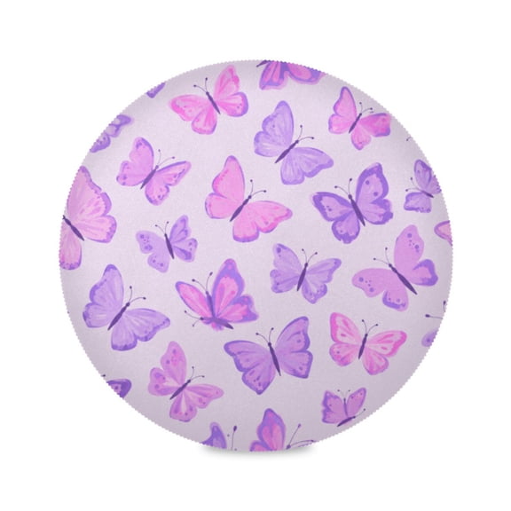 15" Lilac Butterfly Printed Round Placemats Set of 1 Heat Resistant Table Mat for Kitchen for Party Deco