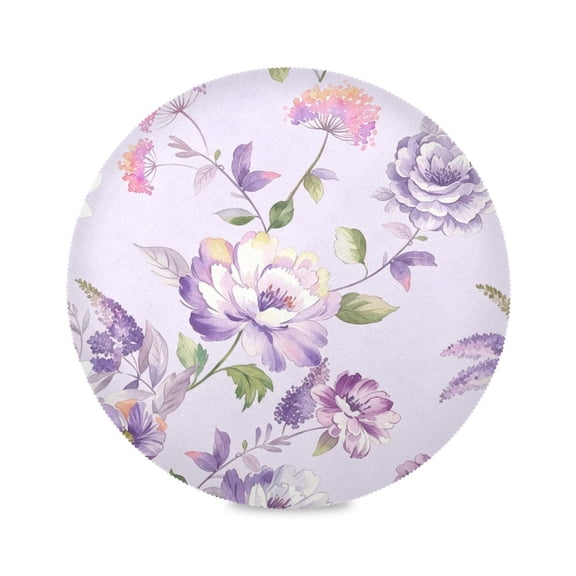 15" Lilac Peony Printed Round Placemats Set of 1 Heat Resistant Table Mat for Kitchen for Party Deco