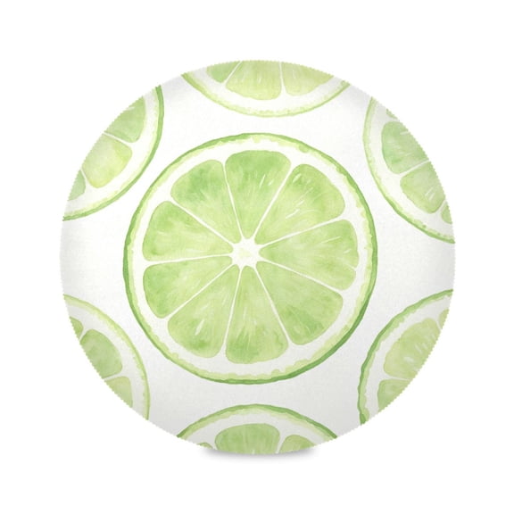 15" Lime Printed Round Placemats Set of 1 Heat Resistant Table Mat for Kitchen for Party Deco