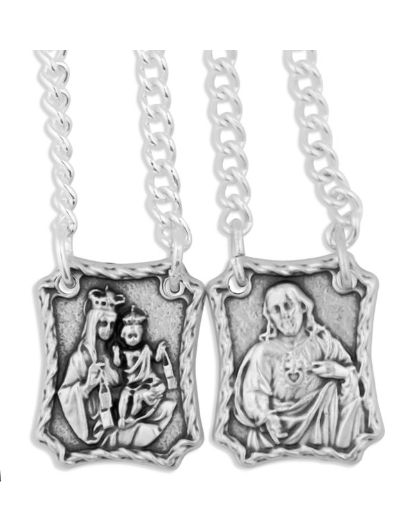 15" Long Metal Scapular with Traditional Brown Scapular Images