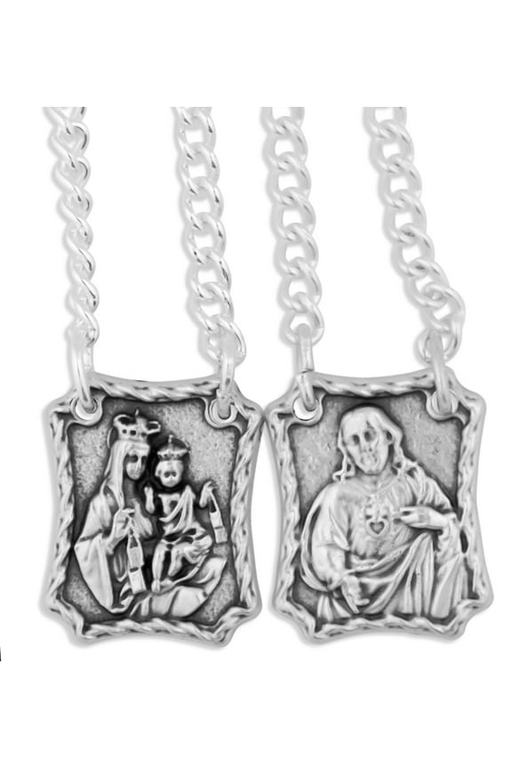 15" Long Metal Scapular with Traditional Brown Scapular Images