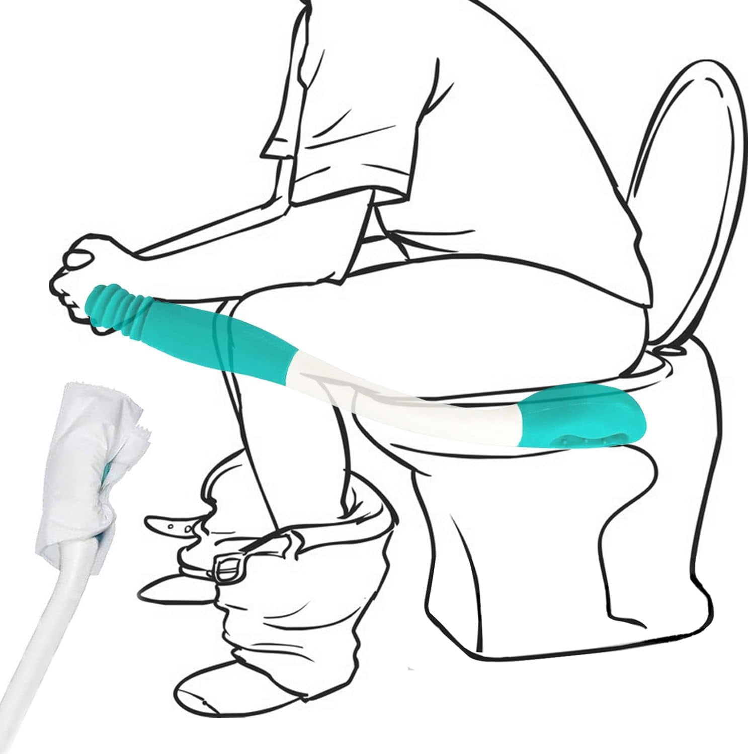 15" Long Reach Comfort Butt Wiper Tools,Wiping Wand Toilet Aid for