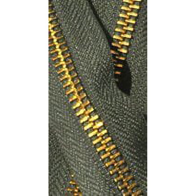 26" Medium Weight Jacket Zipper - YKK #5 Brass Separating Zipper, Olive Green, 1 Pack