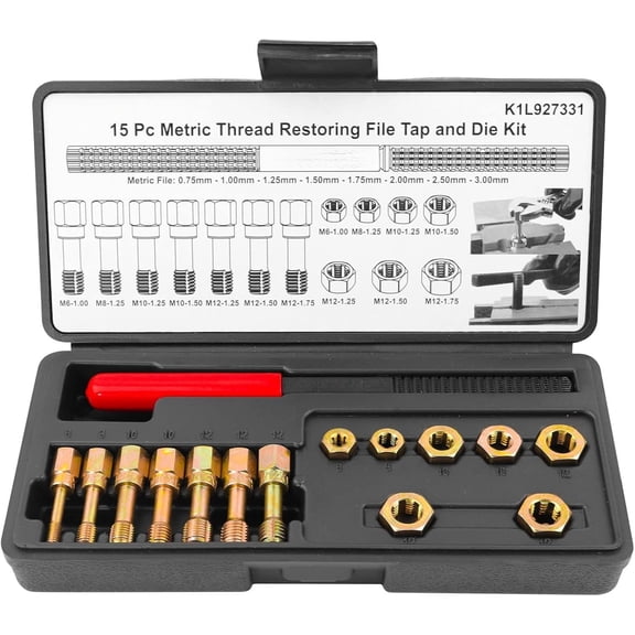 15- Metric Thread Chaser Set, M6 M8 M10 M12 Thread Restorer Tool Rethreading Repair Kit