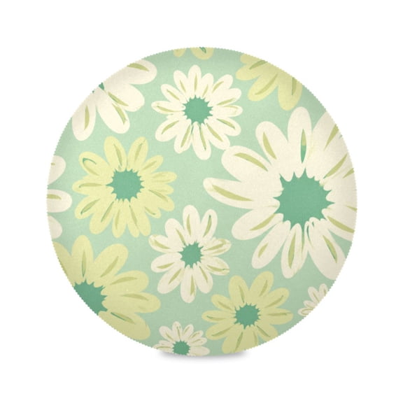 15" Mint Petal Printed Round Placemats Set of 1 Heat Resistant Table Mat for Kitchen for Party Deco