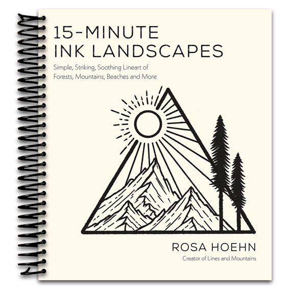 15-Minute Ink Landscapes: Simple, Striking, Soothing Lineart of Forests, Mountains, Beaches and More (Spiral bound)