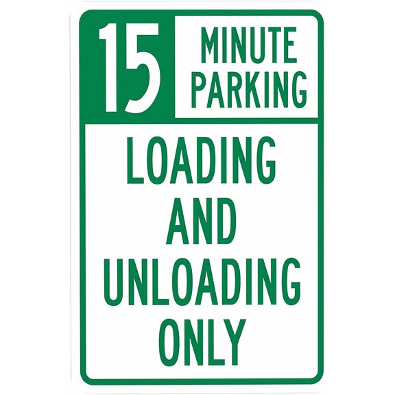 15 Minute Parking Loading and Unloading Only Warning Sign 12 x 8 Inches - Metal Security Sign, Indoor Outdoor Home, Business, Yard, Garden, Street Road