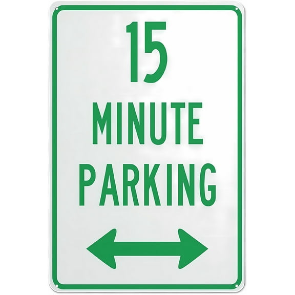15 Minute Parking Tin Sign, 8"x12" Simple Metal Decor, Indoor Outdoor Home Business Parking Area Sign