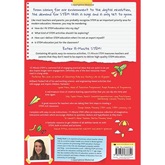 Pre-Owned 15-Minute Stem: Quick, Creative Science, Technology, Engineering and Mathematics Activities for 5-11 Year-Olds (Paperback) 1785833359 9781785833359