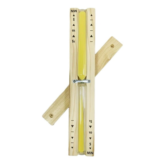 15 Minutes Sand Timer 15Min Wood Sand Clock Timer for Yoga Reminding Kitchen yellow
