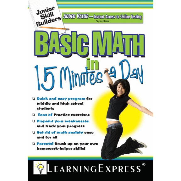 Pre-Owned Basic Math in 15 Minutes a Day: Junior Skill Builder [With Free Online Practice Exercises Access Code] (Paperback) 1576856607 9781576856604