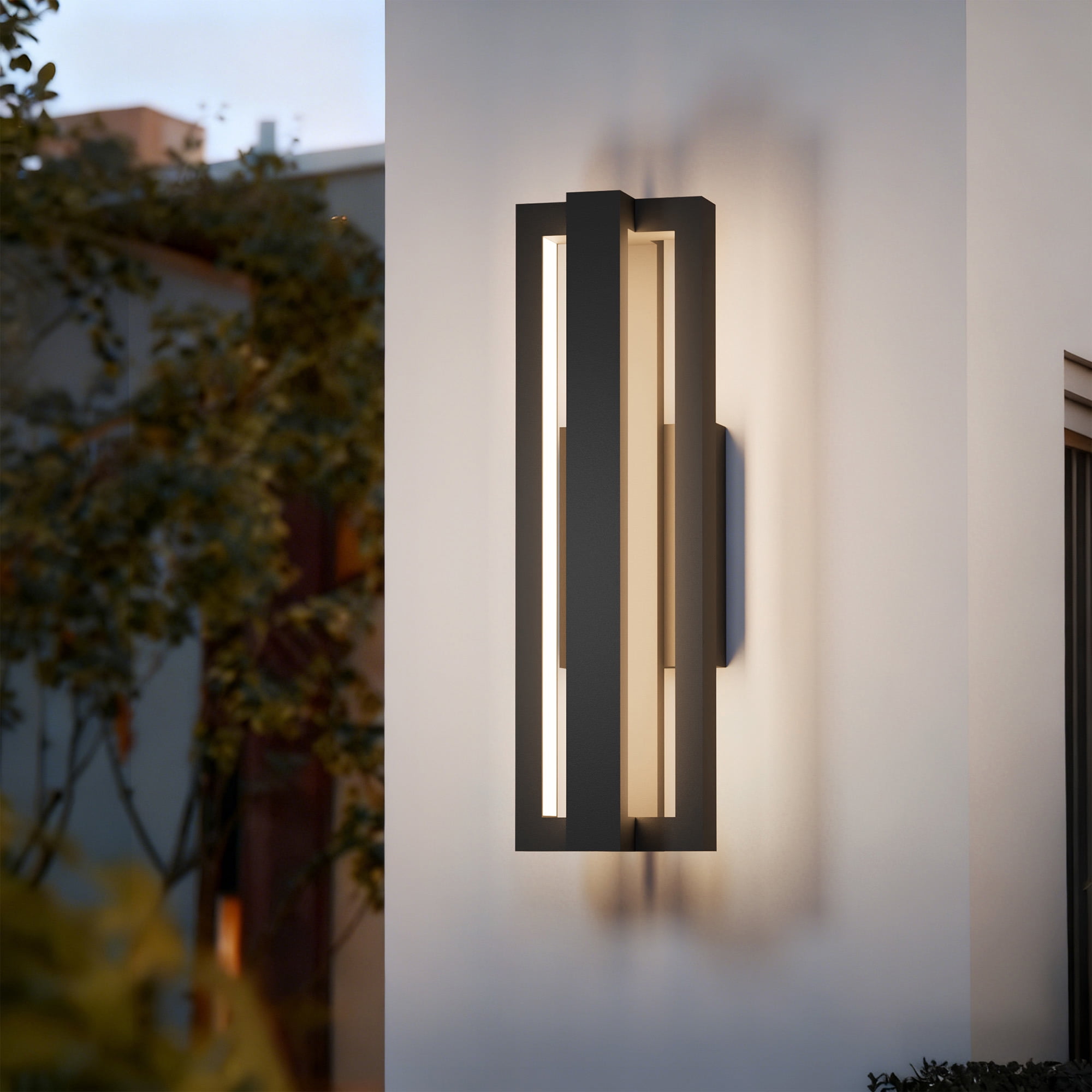 15" Modern Integrated LED Outdoor Wall Sconce, Matte Black Aluminum Waterproof Wall Light Fixture for Porch Entryway Garage Patio Hallway Decor