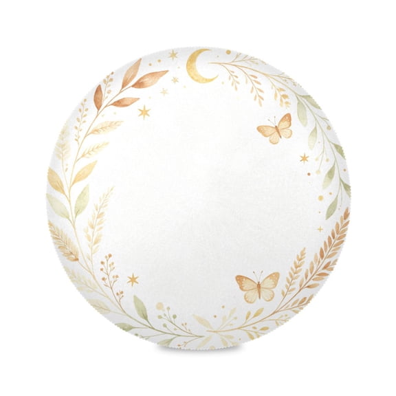 15" Moon Wreath Printed Round Placemats Set of 1 Heat Resistant Table Mat for Kitchen for Party Deco