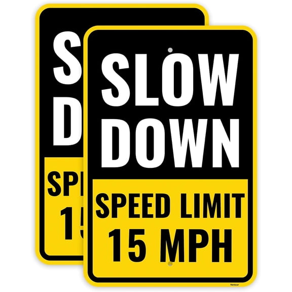 15 Mph Speed Limit Sign, 18 x 12 Inches - Aluminum - 15Mph Slow Down Safety Signs For Neighborhoods Street