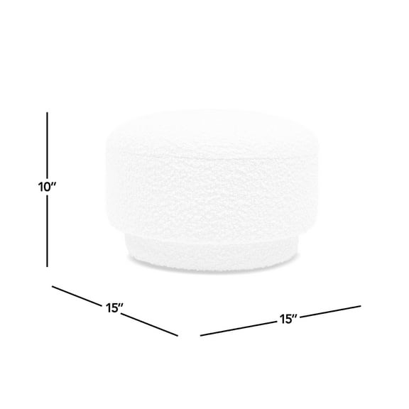 15" Mushroom Footstool , Spice Orange Fleece Texture, High Density Foam And Inner Wood Frame, Enhances Room Look Foot Rest Size, Decorative Functional