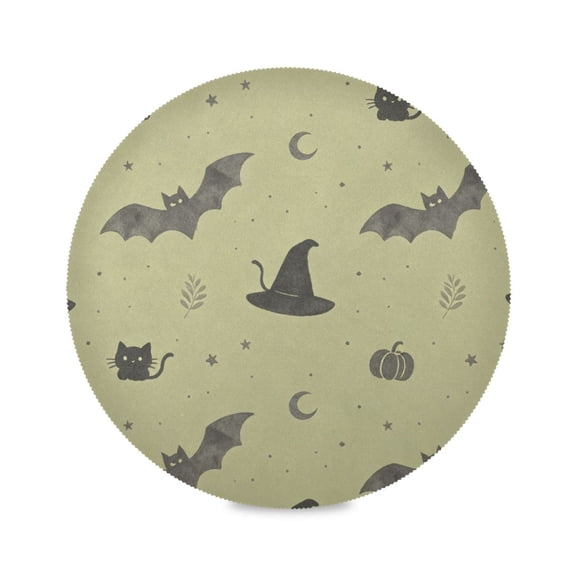 15" Muted Spooky Printed Round Placemats Set of 1 Heat Resistant Table Mat for Kitchen for Party Deco