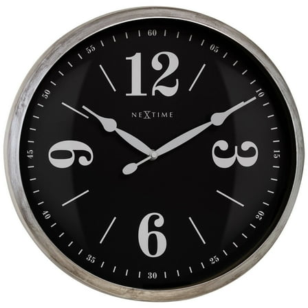 15" NEXTIME Silent Classic Wall Clock (SILVER/BLACKFACE)