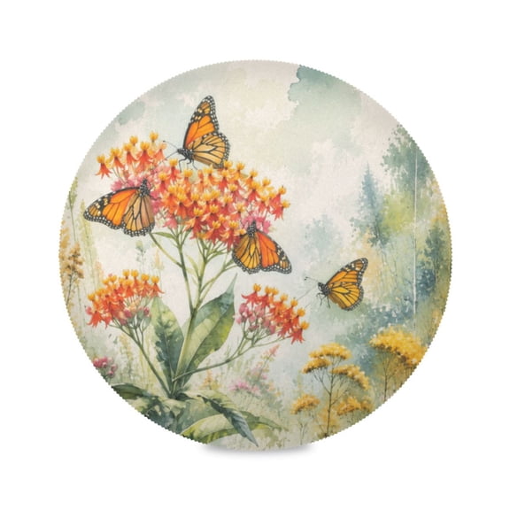 15" Nature Watercolor Printed Round Placemats Set of 1 Heat Resistant Table Mat for Kitchen for Party Deco